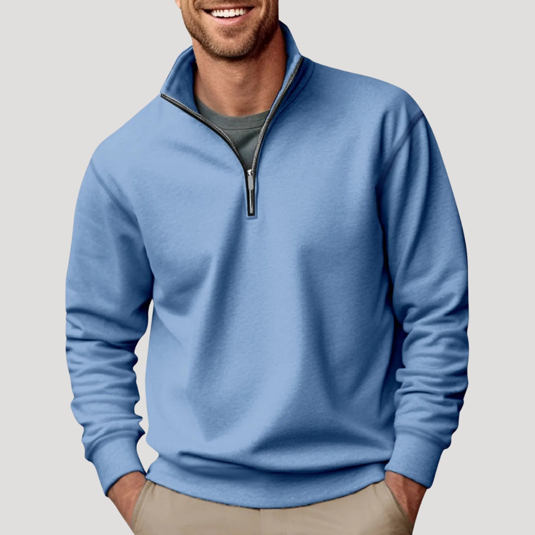 Mens Quarter Zip Sweatshirt with Brushed Interior and Relaxed Fit, Machine Washable