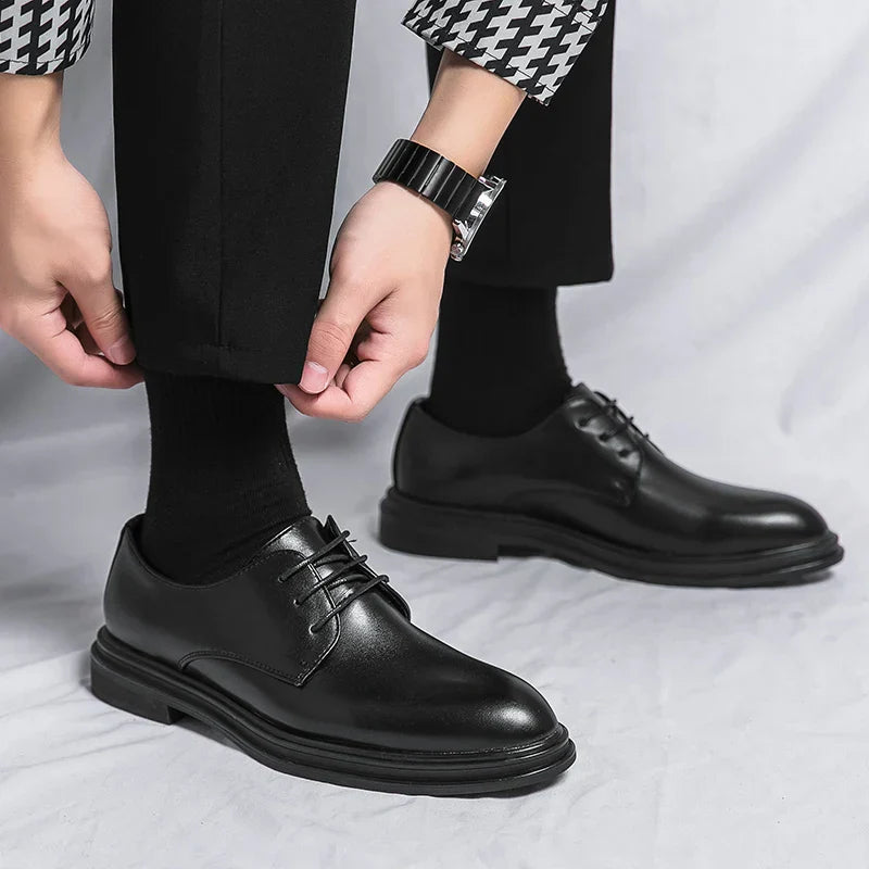 Mens Derby Dress Shoes with Lace Up Front and Cushioned Insole