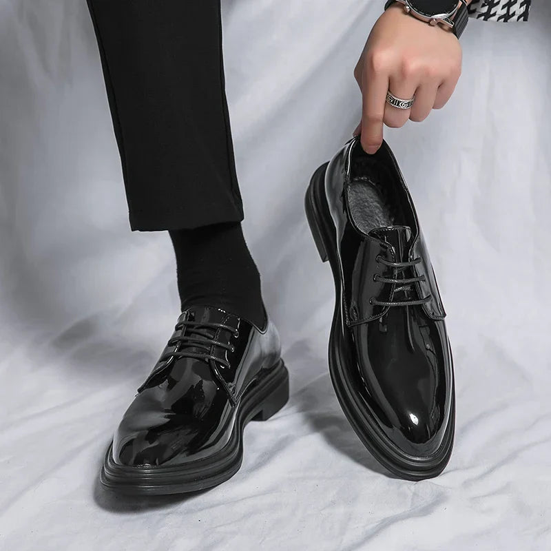 Mens Derby Dress Shoes with Lace Up Front and Cushioned Insole
