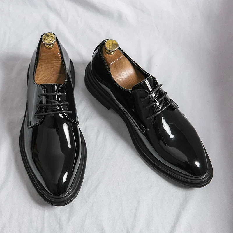 Mens Derby Dress Shoes with Lace Up Front and Cushioned Insole