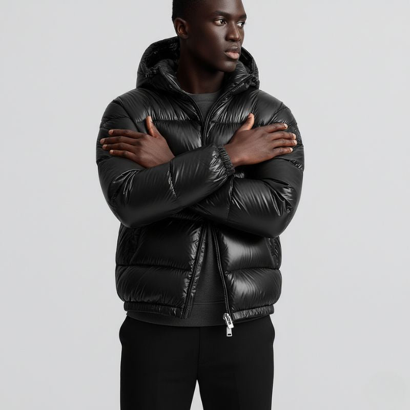 Quilted Puffer Jacket for Men, Warm Winter Coat