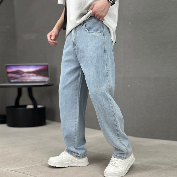 Mens Wide Leg Jeans with Relaxed Fit for Casual Wear