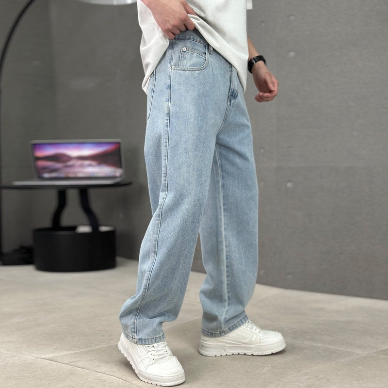 Mens Wide Leg Jeans with Relaxed Fit for Casual Wear