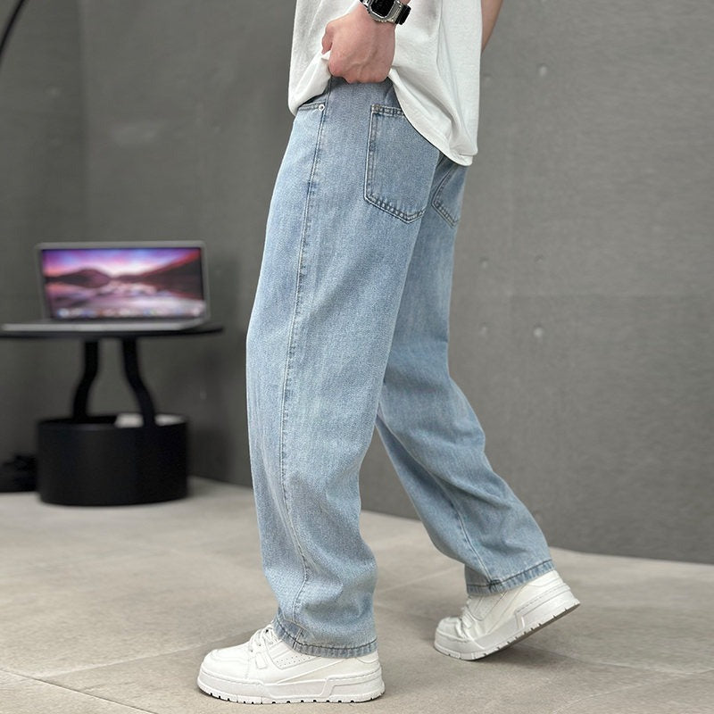 Mens Wide Leg Jeans with Relaxed Fit for Casual Wear