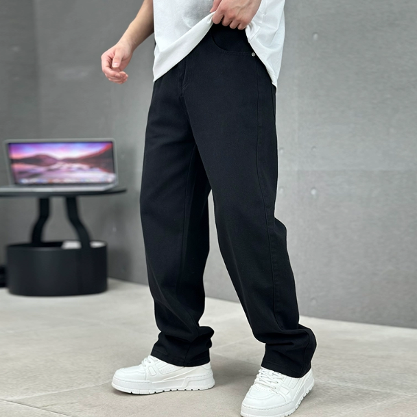 Mens Wide Leg Jeans with Relaxed Fit for Casual Wear