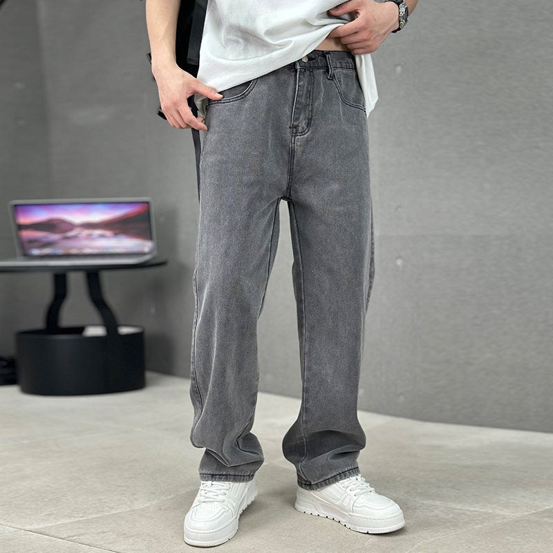 Mens Wide Leg Jeans with Relaxed Fit for Casual Wear