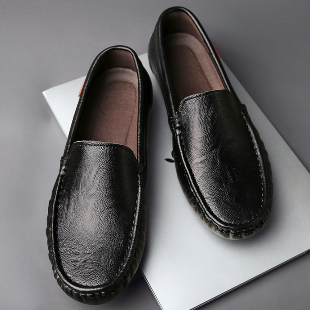 Mens Slip-On Loafers with Cushioned Footbed and Flexible Outsole for Office Wear