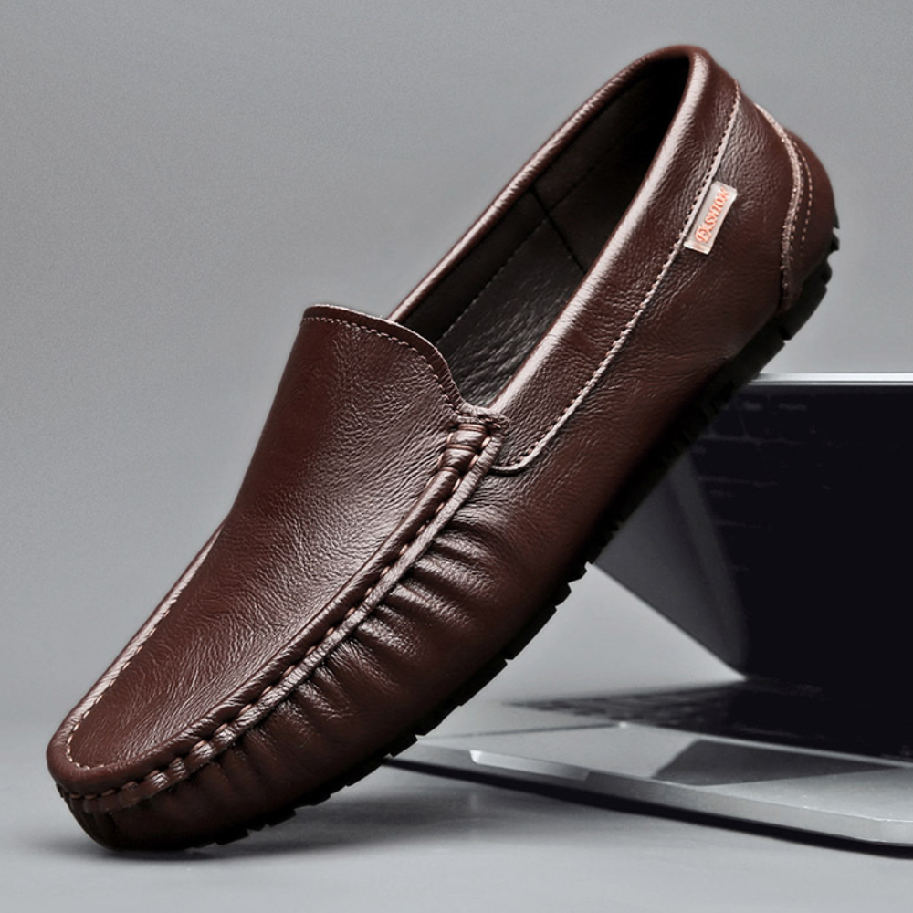 Mens Slip-On Loafers with Cushioned Footbed and Flexible Outsole for Office Wear