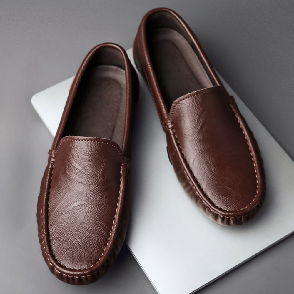 Mens Slip-On Loafers with Cushioned Footbed and Flexible Outsole for Office Wear
