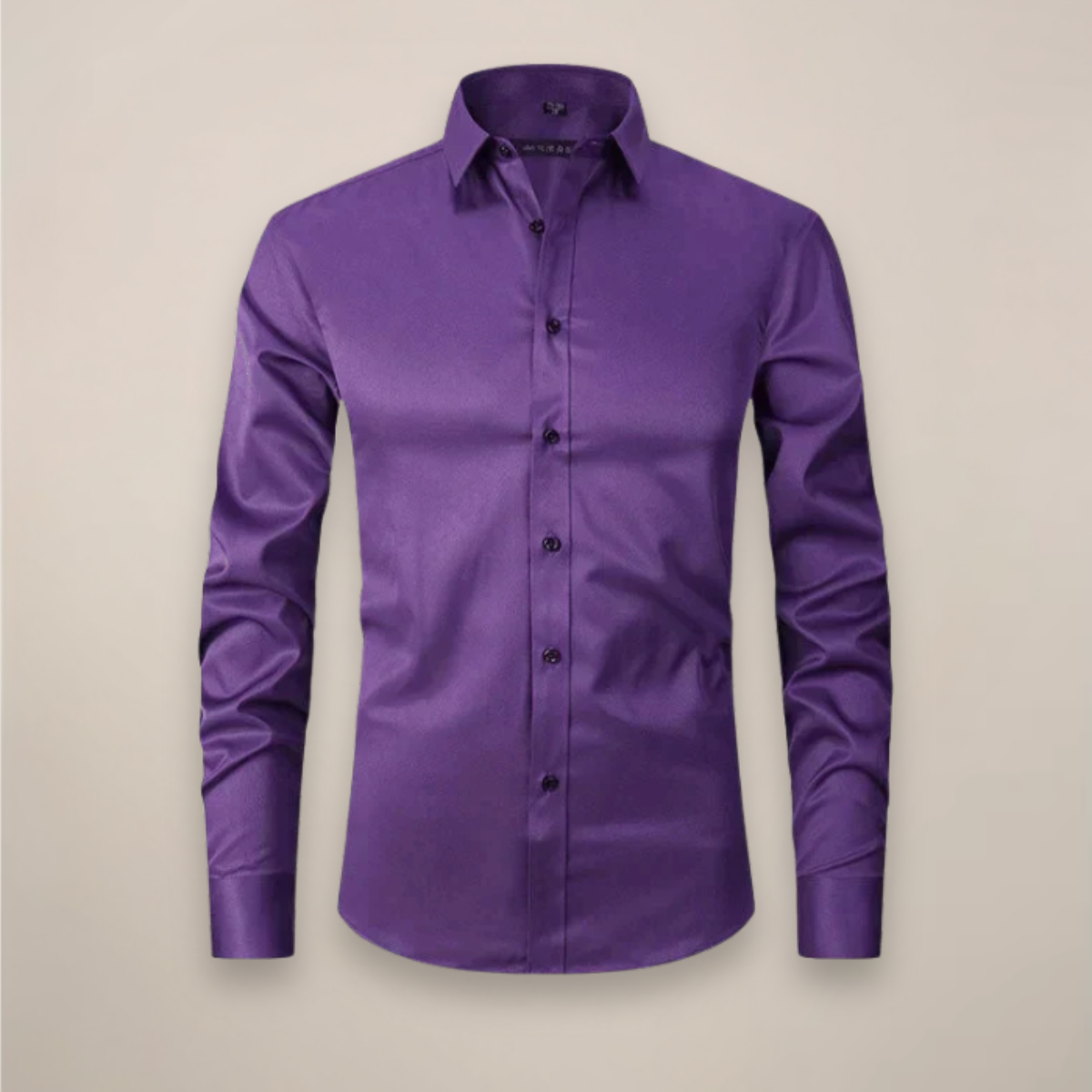 Mens Long-Sleeve Button-Up Shirt with Tailored Fit and Wrinkle-Resistant Finish