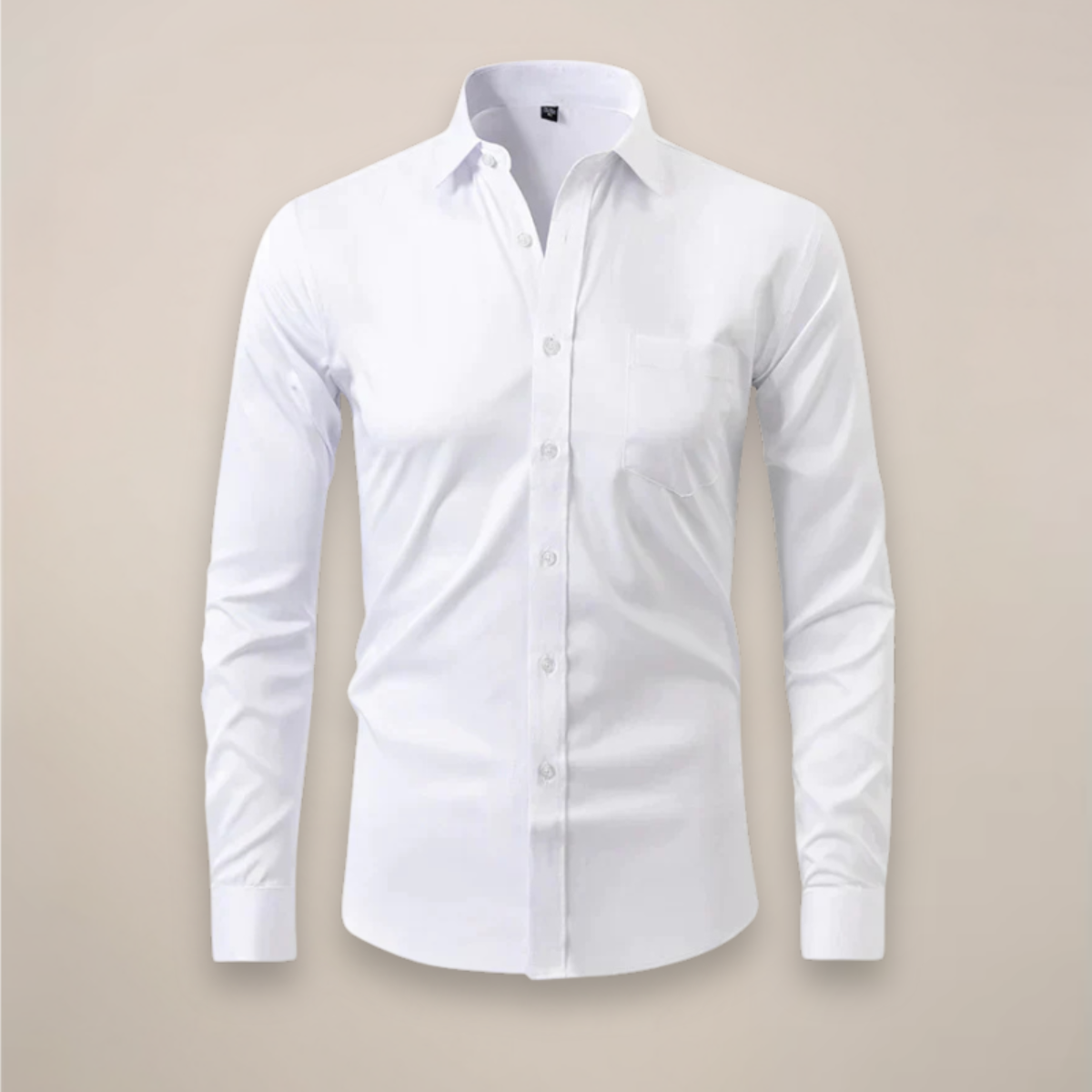 Mens Long-Sleeve Button-Up Shirt with Tailored Fit and Wrinkle-Resistant Finish