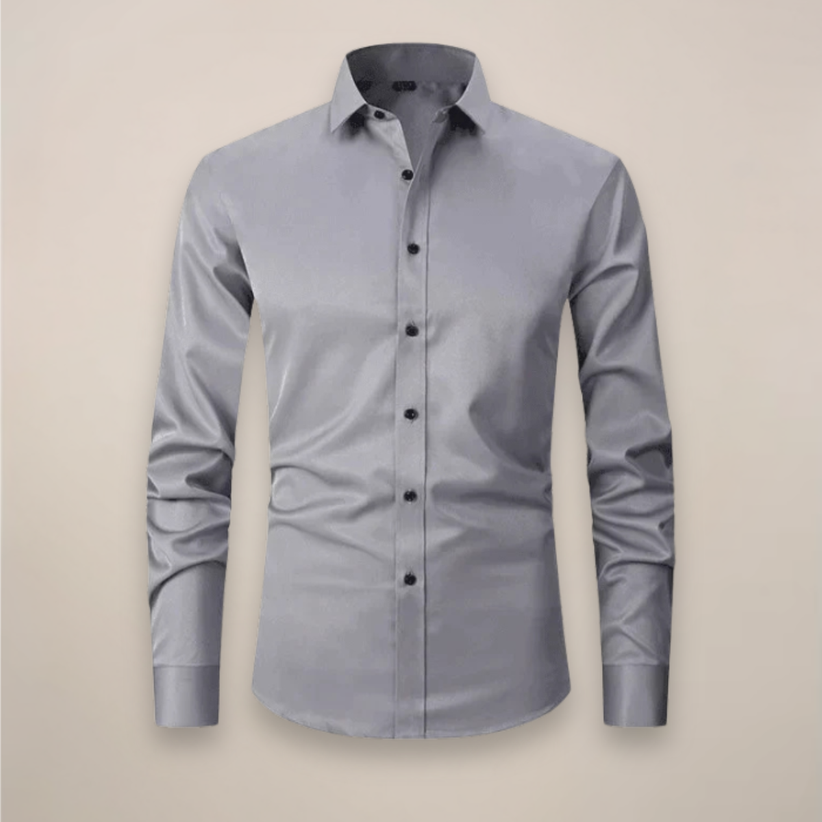 Mens Long-Sleeve Button-Up Shirt with Tailored Fit and Wrinkle-Resistant Finish