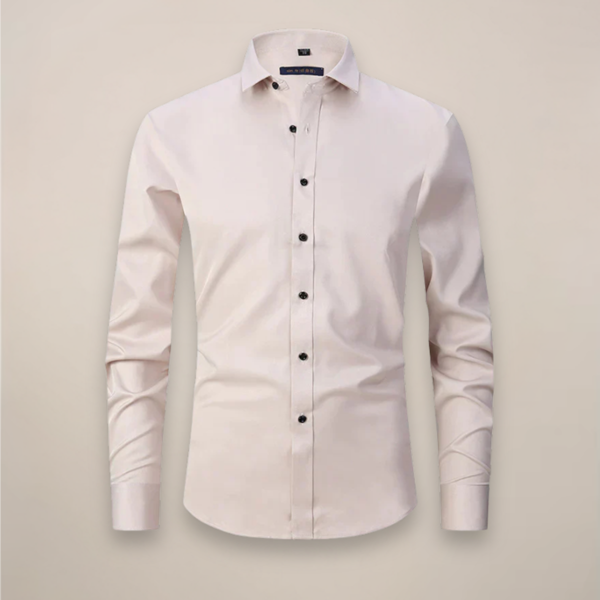 Mens Long-Sleeve Button-Up Shirt with Tailored Fit and Wrinkle-Resistant Finish