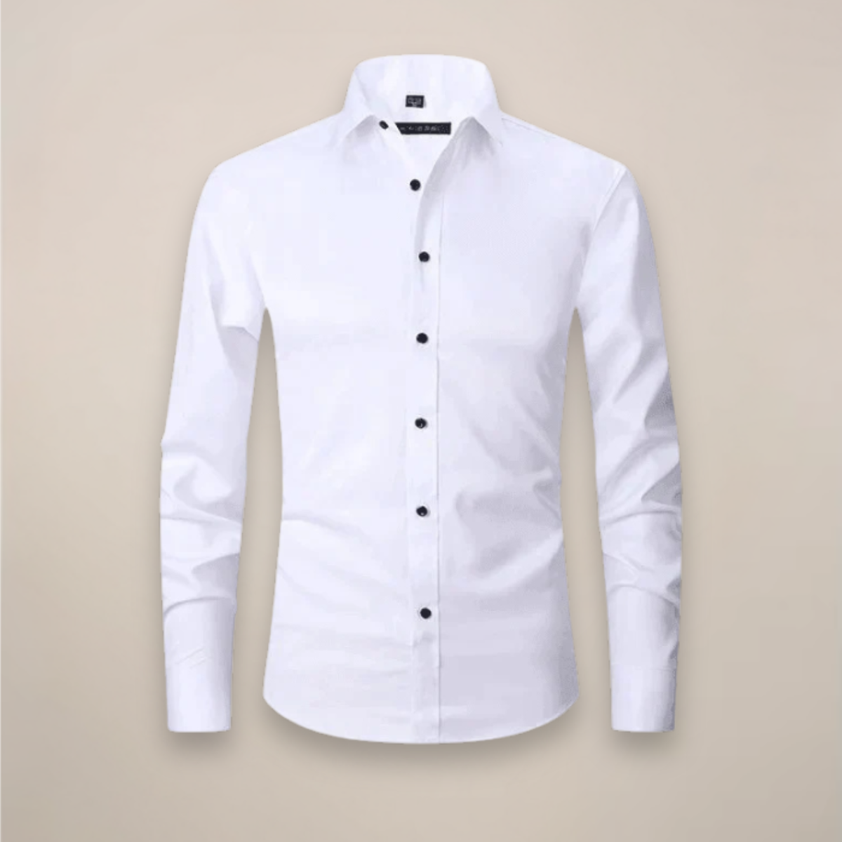 Mens Long-Sleeve Button-Up Shirt with Tailored Fit and Wrinkle-Resistant Finish