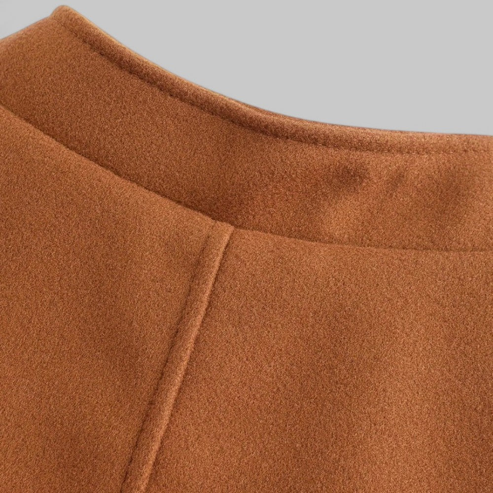 Mens Slim Coat with Concealed Button and Structured Shoulders, Wool Blend