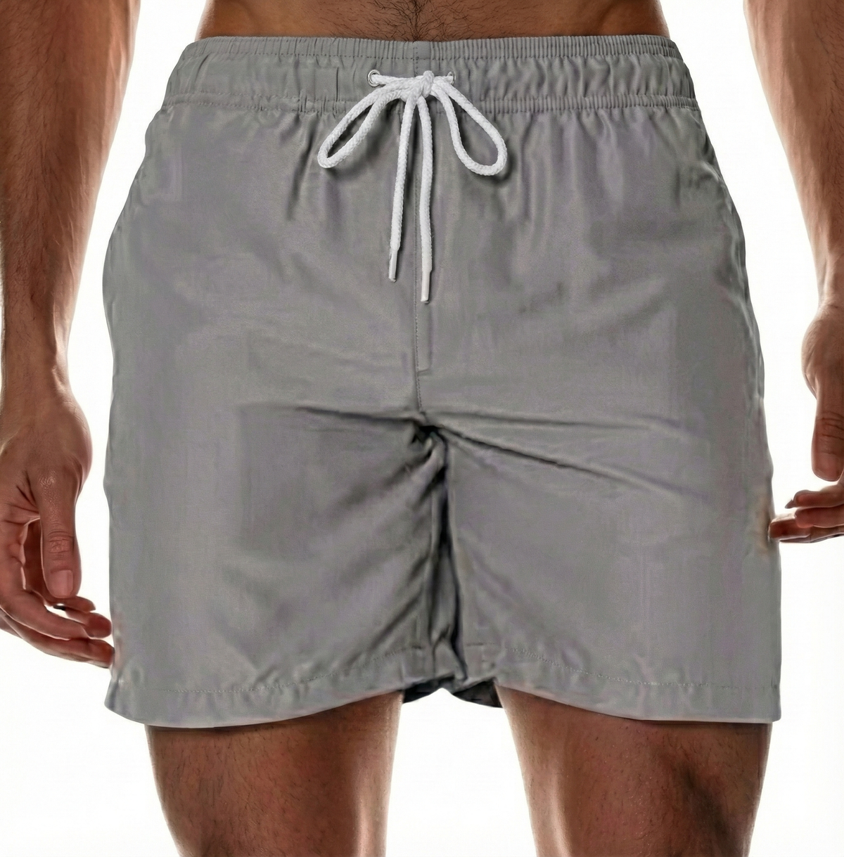 Mens Quick-Dry Swim Shorts with Elastic Waist and Drawstring Closure