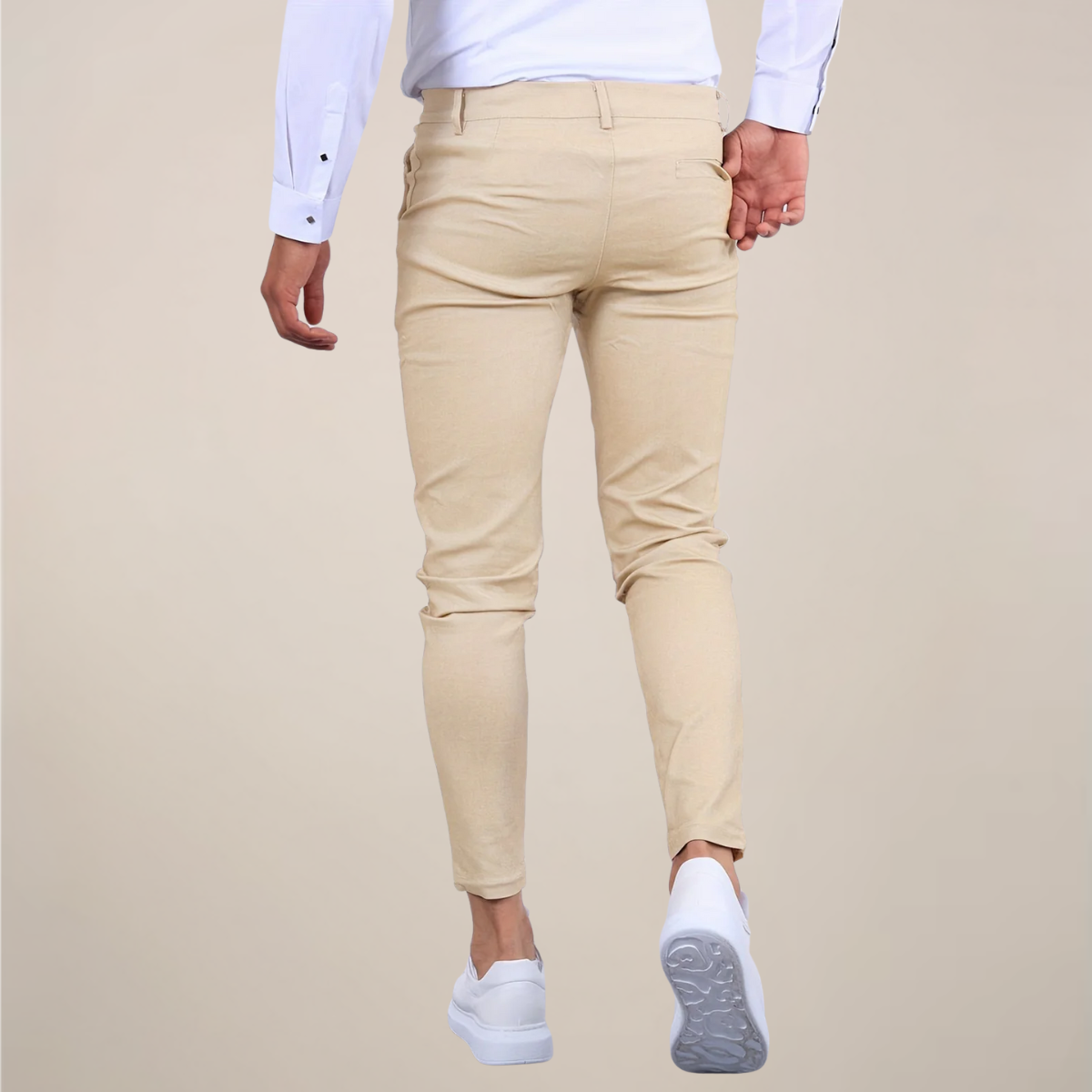 Mens Slim-Fit Chino Trousers with Narrow Ankle and Wrinkle-Resistant Fabric