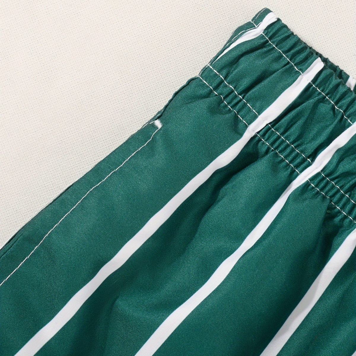 Striped Swim Shorts for Men with Drawstring Waist and Regular Fit, Pool-to-Street