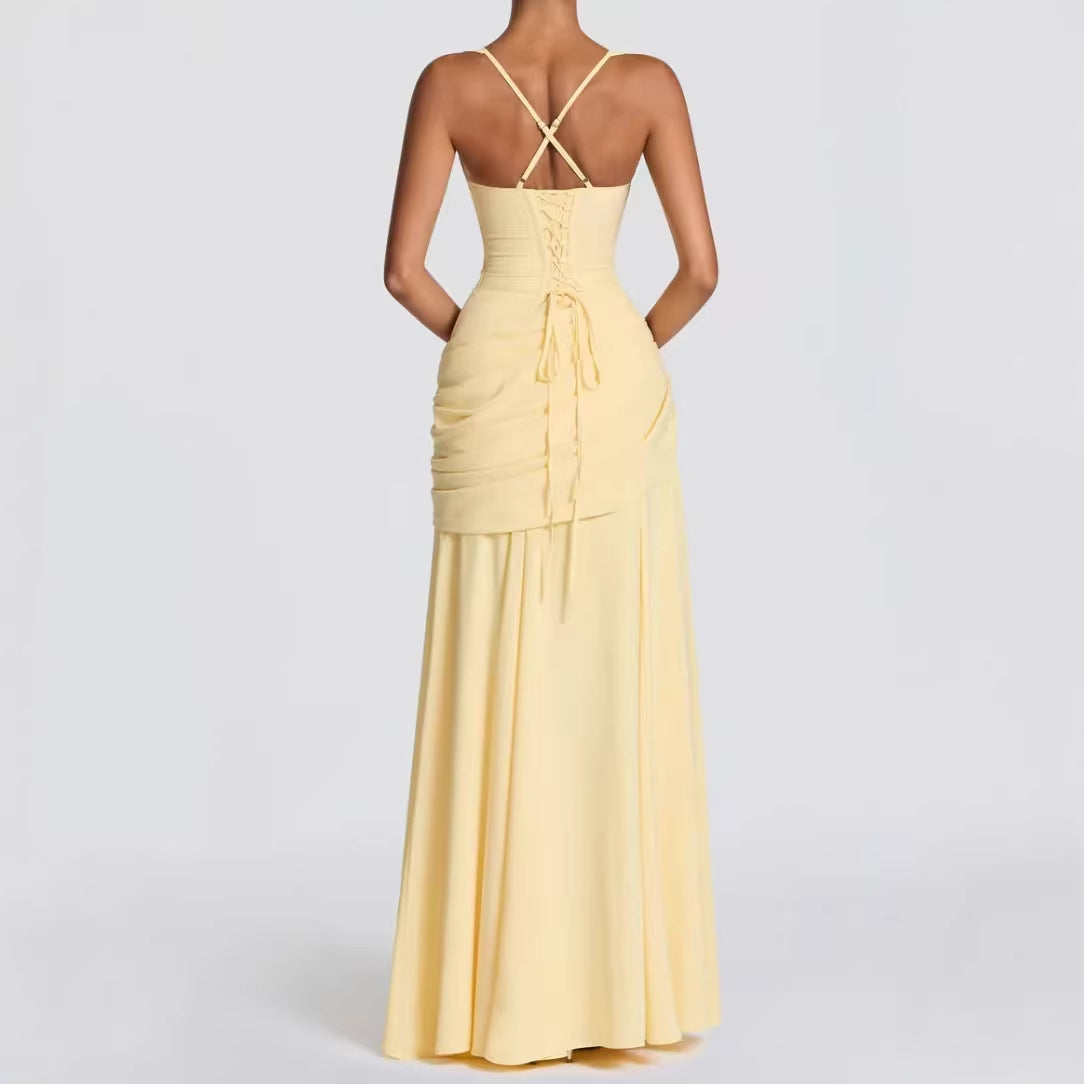 Chiffon Wedding Gown with Fitted Bodice and Flowing Skirt, Shoulder Straps