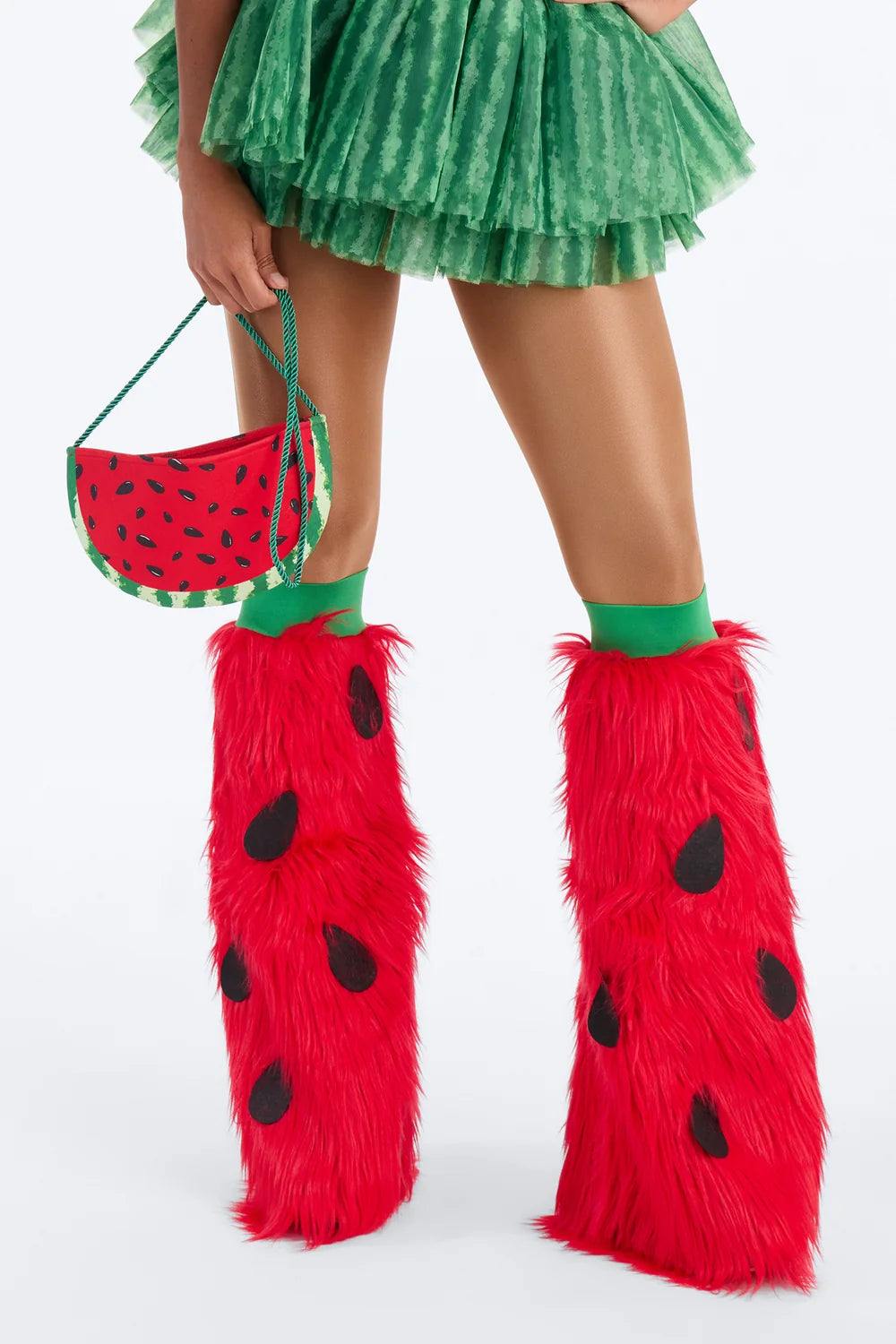 Four Piece Watermelon Costume Set with Stretch Bodysuit and Matching Purse