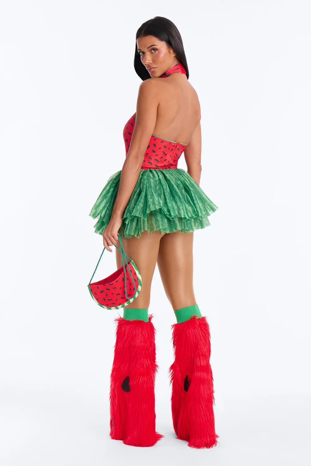 Four Piece Watermelon Costume Set with Stretch Bodysuit and Matching Purse