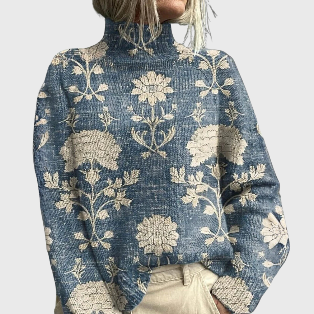 Womens Turtleneck Sweater with Soft Knit Fabric and Relaxed Drape
