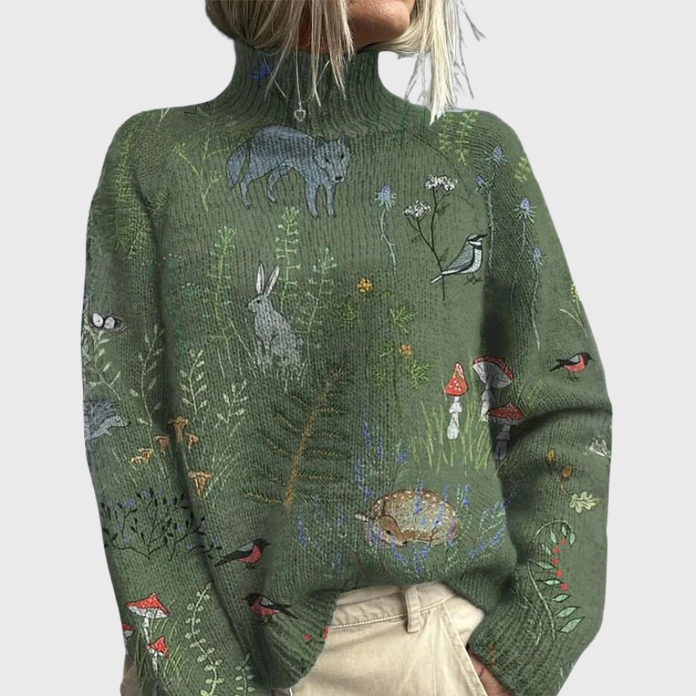Womens Turtleneck Sweater with Soft Knit Fabric and Relaxed Drape