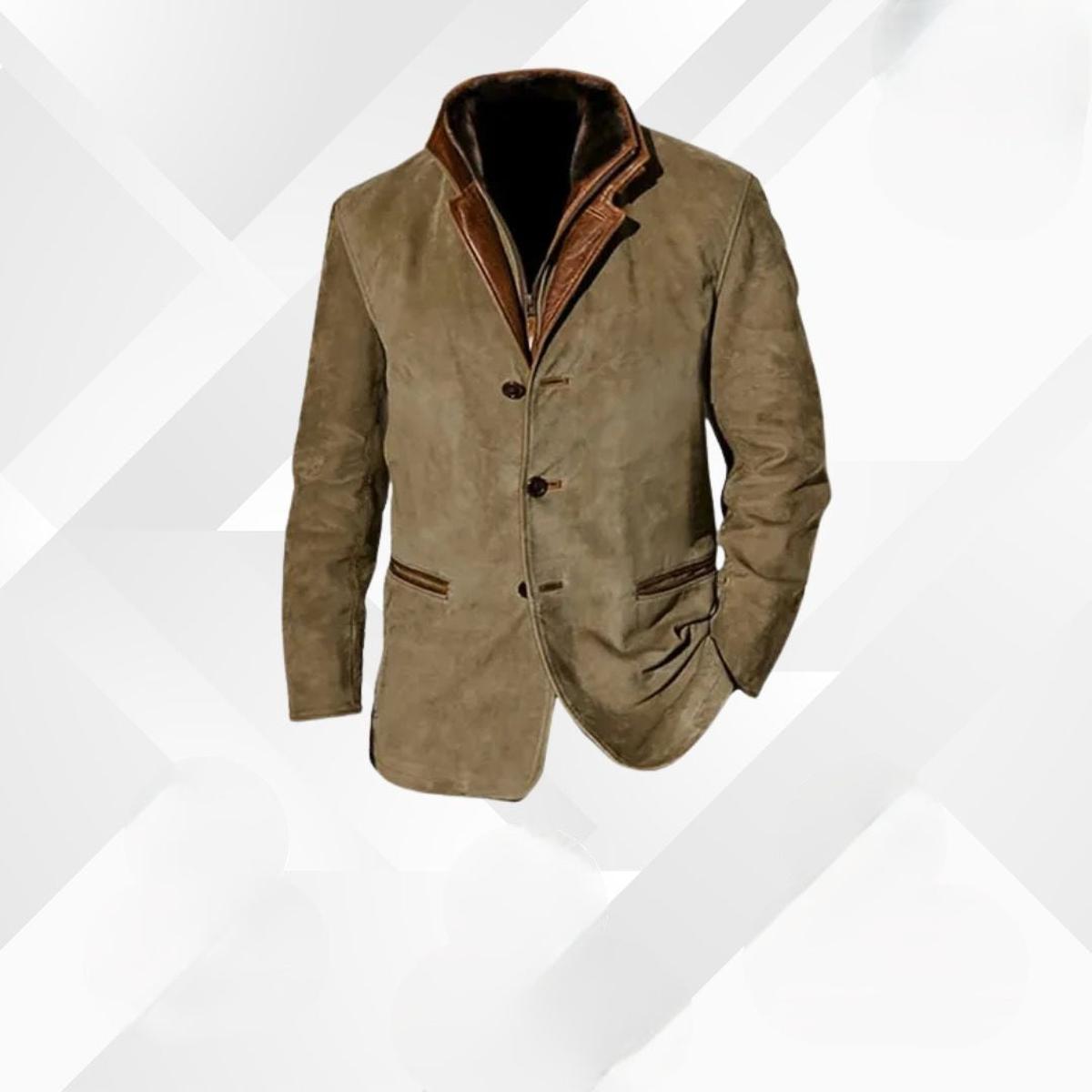 Mens Single-Breasted Blazer with Structured Shoulders and Contrast Detailing