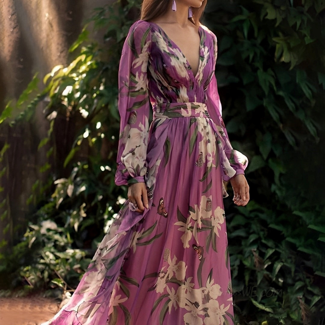 Rachel | Women’s Lightweight Floral Chiffon Dress with Flowy Fit - Image 2