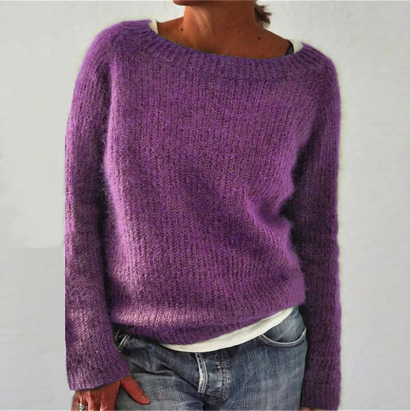 Womens Knit Pullover with Relaxed Fit and Breathable Soft Fabric, Machine Washable