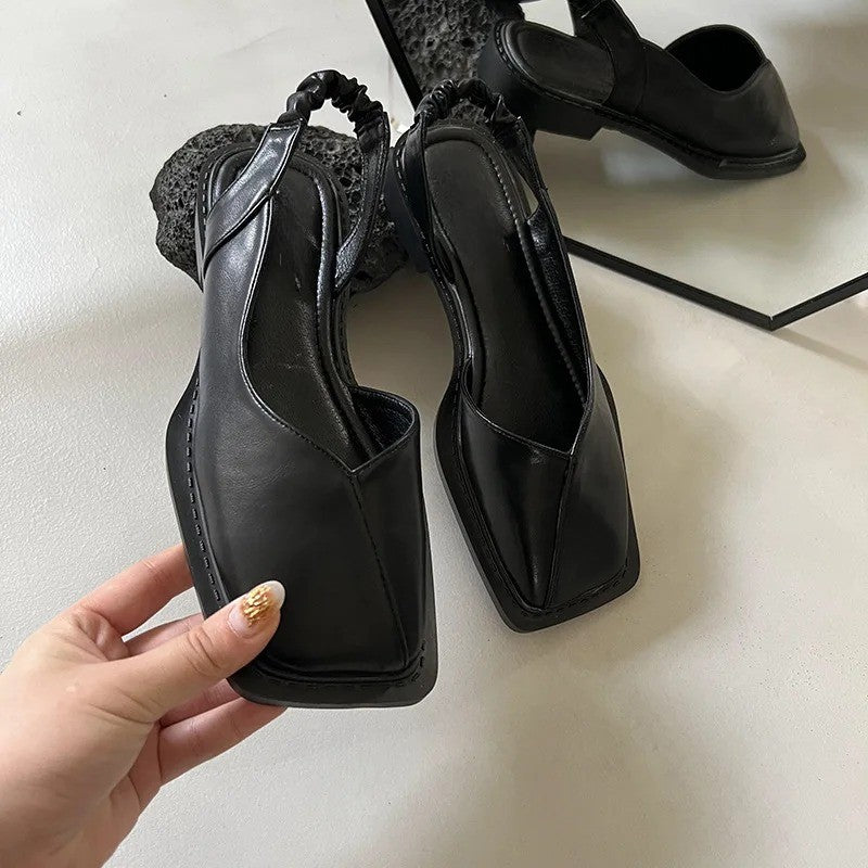 Square Toe Sandals with Adjustable Slingback and Cushioned Footbed for Women