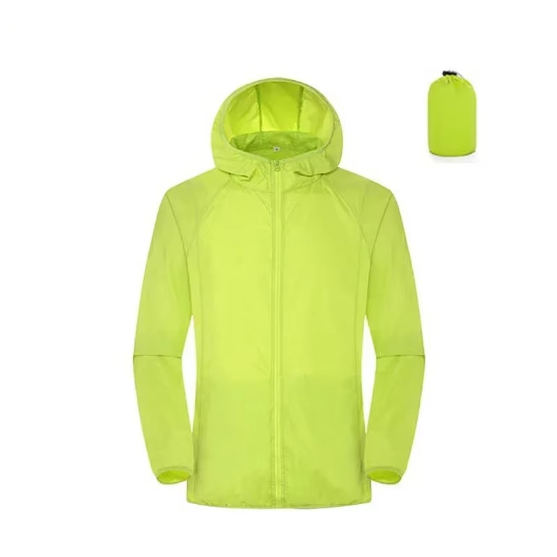 Rain Repellent Hiking Jacket with Adjustable Hood and Breathable Polyester, Packable Design for Men and Women