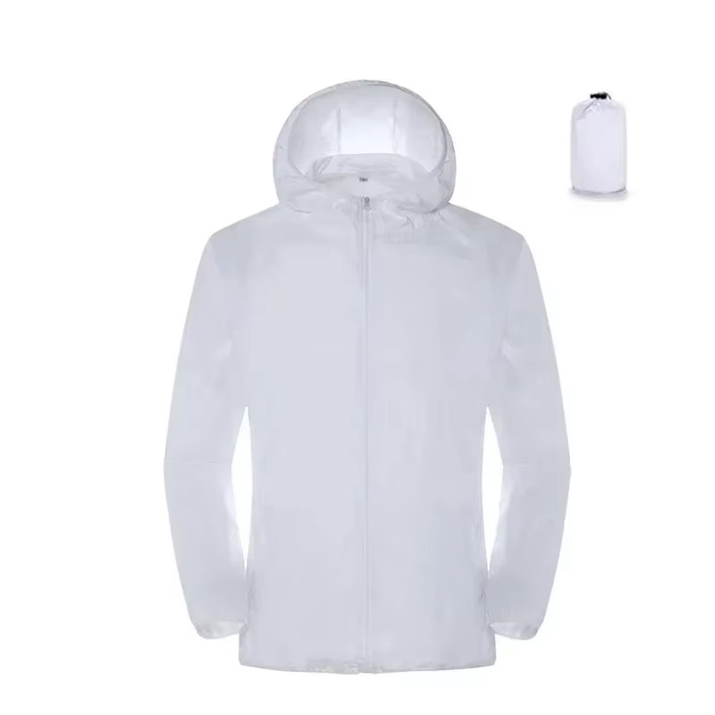 Rain Repellent Hiking Jacket with Adjustable Hood and Breathable Polyester, Packable Design for Men and Women