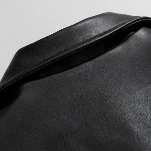 Leather Bomber Jacket with Oversized Relaxed Fit and Multiple Pockets for Men-Smooth Finish