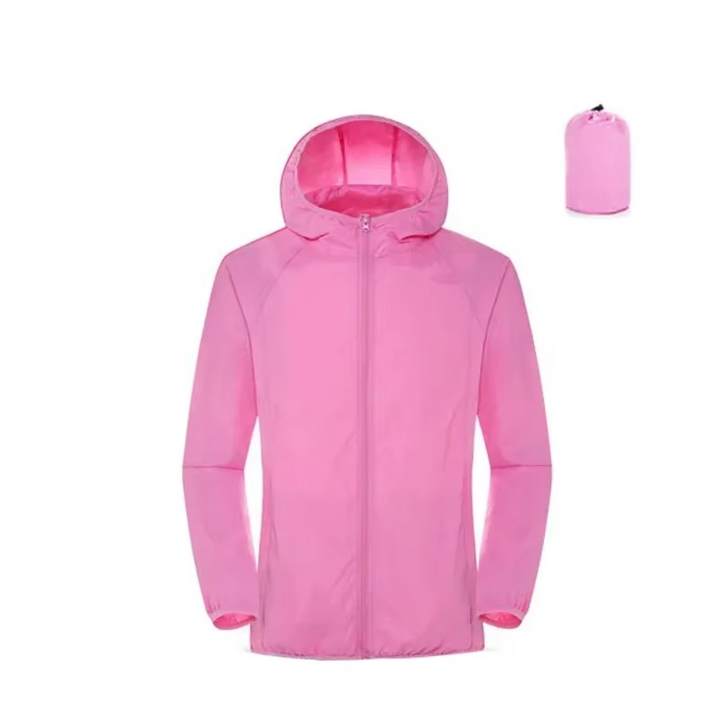 Rain Repellent Hiking Jacket with Adjustable Hood and Breathable Polyester, Packable Design for Men and Women