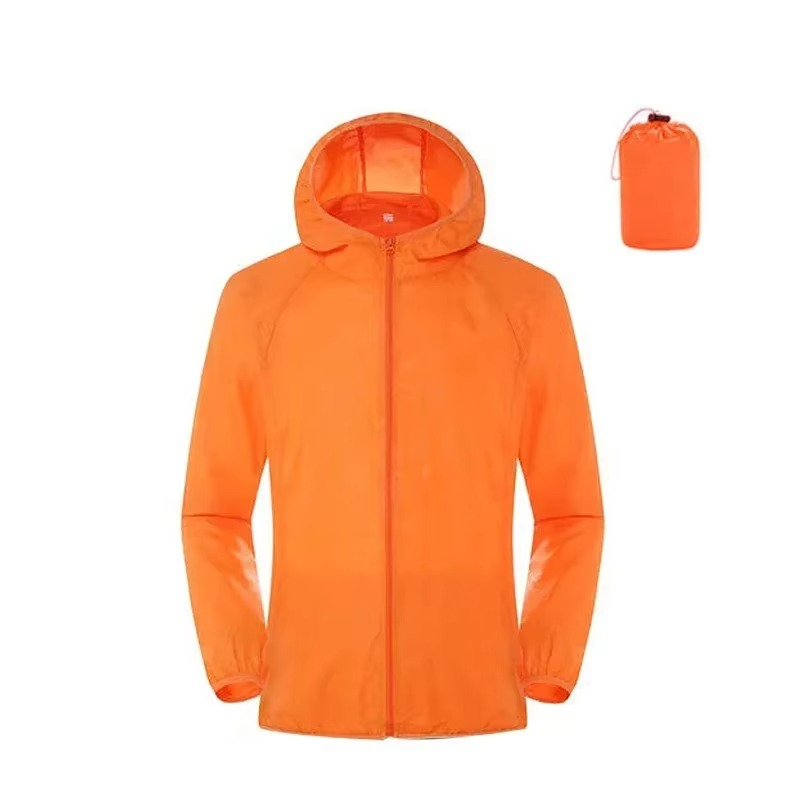 Rain Repellent Hiking Jacket with Adjustable Hood and Breathable Polyester, Packable Design for Men and Women