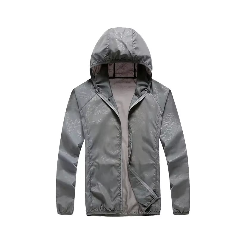 Rain Repellent Hiking Jacket with Adjustable Hood and Breathable Polyester, Packable Design for Men and Women
