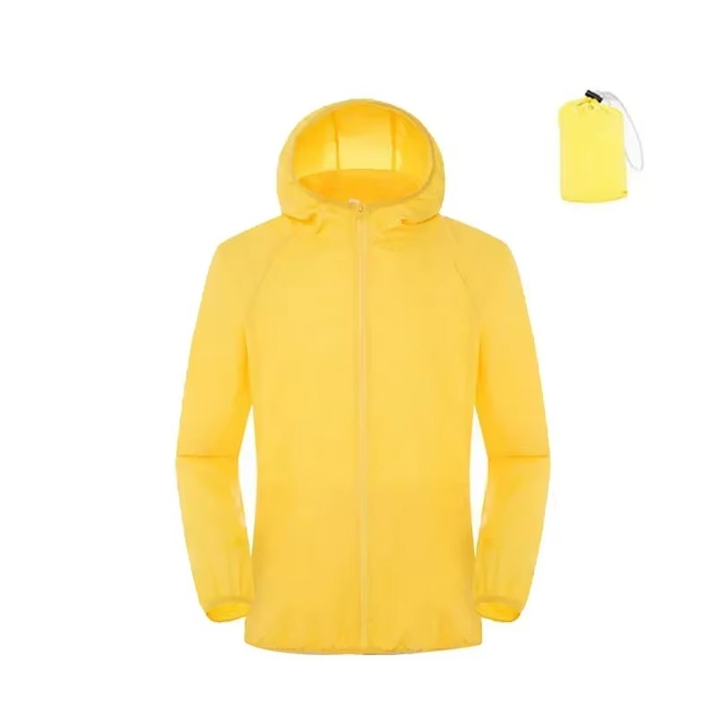 Rain Repellent Hiking Jacket with Adjustable Hood and Breathable Polyester, Packable Design for Men and Women