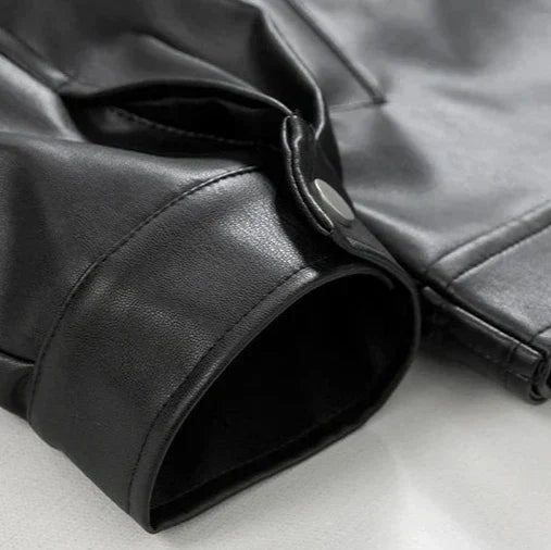 Leather Bomber Jacket with Oversized Relaxed Fit and Multiple Pockets for Men-Smooth Finish