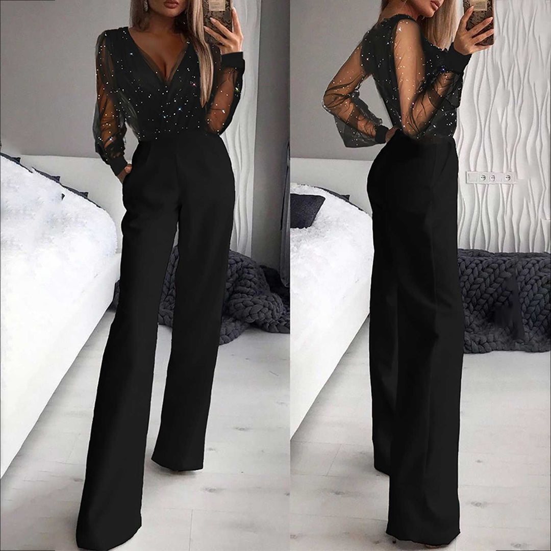Womens Jumpsuit with Soft Breathable Fabric and Waist, Black Regular Fit