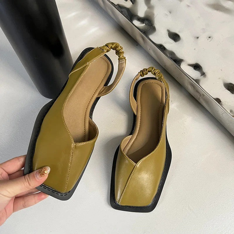 Square Toe Sandals with Adjustable Slingback and Cushioned Footbed for Women