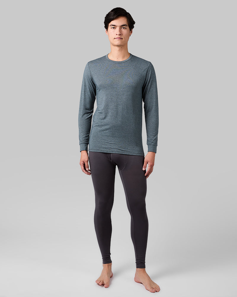 32 Degrees Magical Forest Heather _ Men's Lightweight Baselayer Crew Top {model: Douglas is 6'2", wearing size M}{bottom}{right} {bottom}{right}