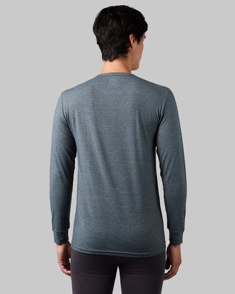 32 Degrees Magical Forest Heather _ Men's Lightweight Baselayer Crew Top {model: Douglas is 6'2", wearing size M}{bottom}{right} {bottom}{right}