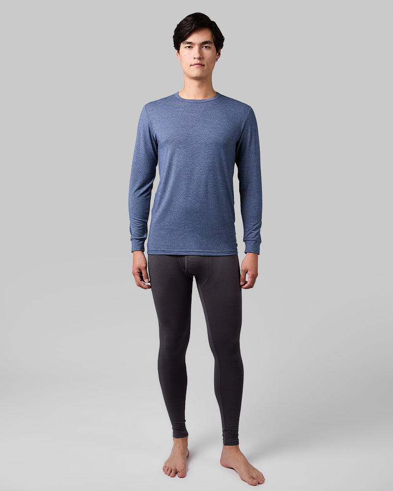 32 Degrees Marina Heather _ Men's Lightweight Baselayer Crew Top {model: Douglas is 6'2", wearing size M}{bottom}{right} {bottom}{right}