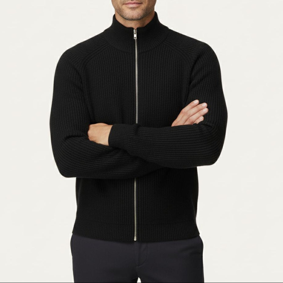 The Richmond Men’s Elegant Merino Wool Zip Up Cardigan-Cardigan