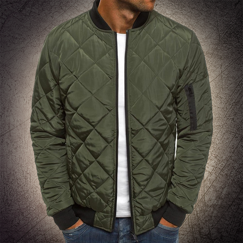 Mens Quilted Bomber Jacket with Lightweight Insulation and Multiple Secure Pockets, Regular Fit