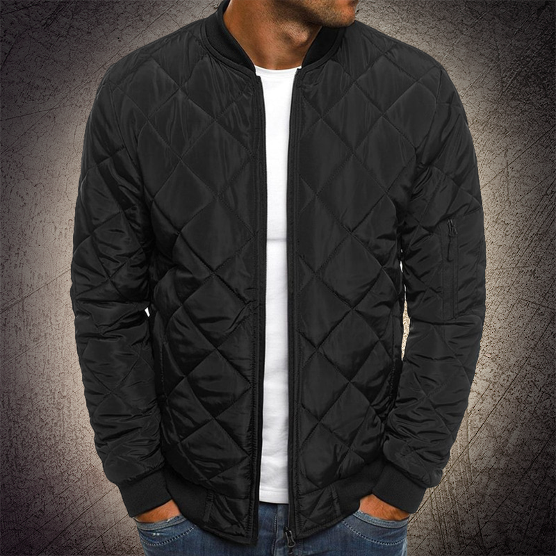 Mens Quilted Bomber Jacket with Lightweight Insulation and Multiple Secure Pockets, Regular Fit