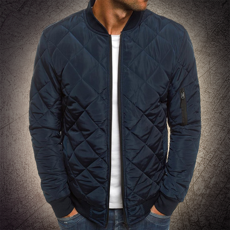 Mens Quilted Bomber Jacket with Lightweight Insulation and Multiple Secure Pockets, Regular Fit