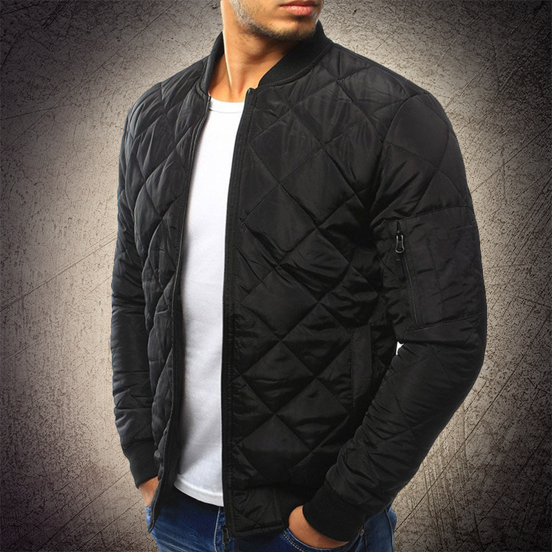 Mens Quilted Bomber Jacket with Lightweight Insulation and Multiple Secure Pockets, Regular Fit
