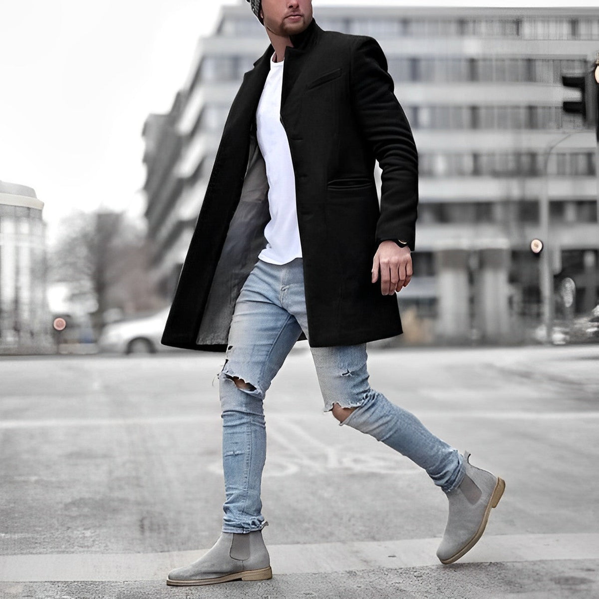 Teddy | Men's Slim-Fit Mid-Length Overcoat - Image 2